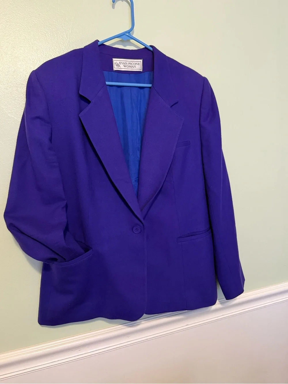 Vtg 80s/90s oversized Evan Picone Women Purple 100% Wool Blazer Sz 20W